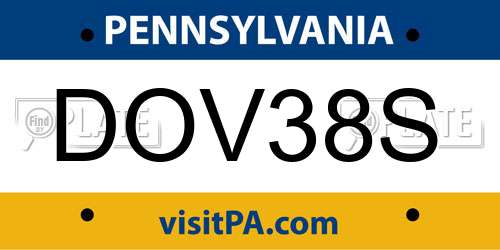 DOV38S Pennsylvania License Plate