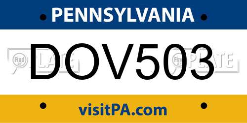 DOV503 Pennsylvania License Plate