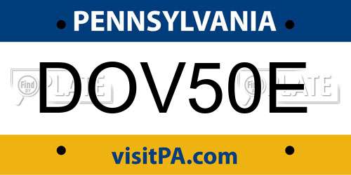 DOV50E Pennsylvania License Plate
