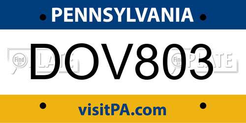 DOV803 Pennsylvania License Plate
