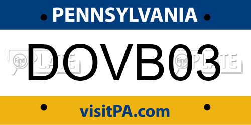 DOVB03 Pennsylvania License Plate