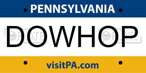 DOWHOP Pennsylvania License Plate