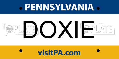DOXIE Pennsylvania License Plate