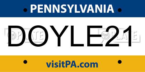 DOYLE21 Pennsylvania License Plate
