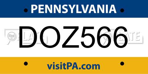 DOZ566 Pennsylvania License Plate