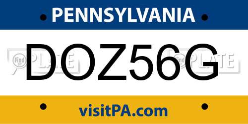 DOZ56G Pennsylvania License Plate