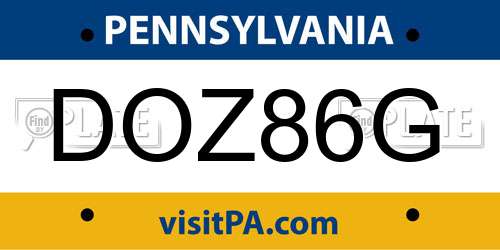 DOZ86G Pennsylvania License Plate