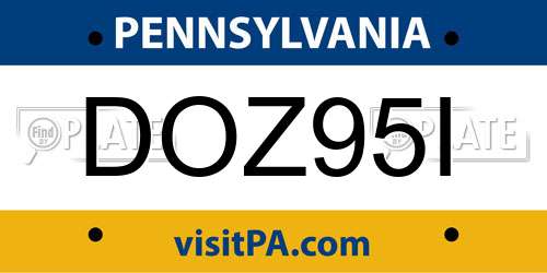 DOZ95I Pennsylvania License Plate