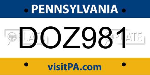 DOZ981 Pennsylvania License Plate