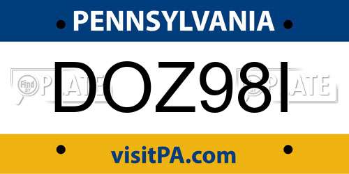 DOZ98I Pennsylvania License Plate