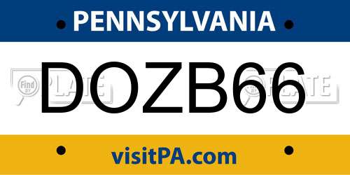 DOZB66 Pennsylvania License Plate