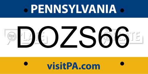 DOZS66 Pennsylvania License Plate