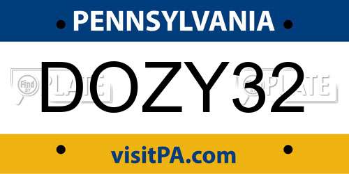 DOZY32 Pennsylvania License Plate