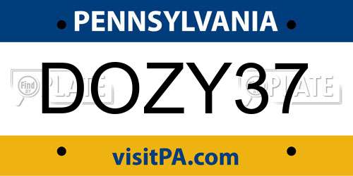 DOZY37 Pennsylvania License Plate