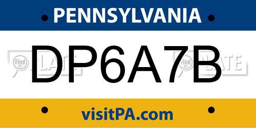 DP6A7B Pennsylvania License Plate
