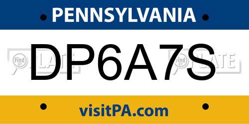 DP6A7S Pennsylvania License Plate