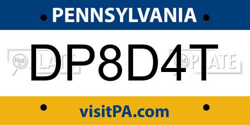 DP8D4T Pennsylvania License Plate