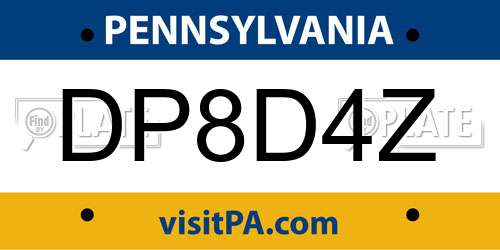 DP8D4Z Pennsylvania License Plate