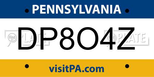 DP8O4Z Pennsylvania License Plate