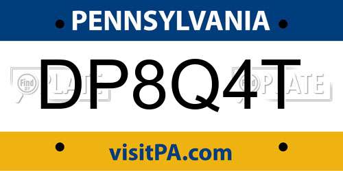 DP8Q4T Pennsylvania License Plate