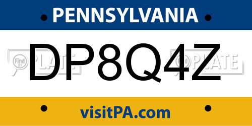 DP8Q4Z Pennsylvania License Plate
