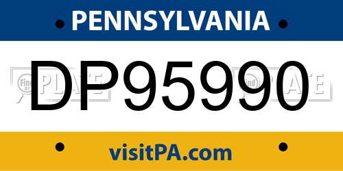 DP95990 Pennsylvania License Plate