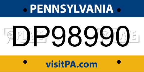 DP98990 Pennsylvania License Plate