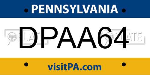DPAA64 Pennsylvania License Plate