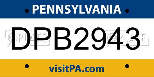 DPB2943 Pennsylvania License Plate