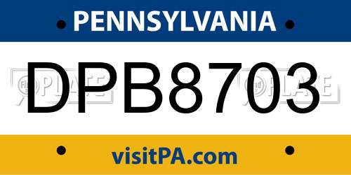 DPB8703 Pennsylvania License Plate