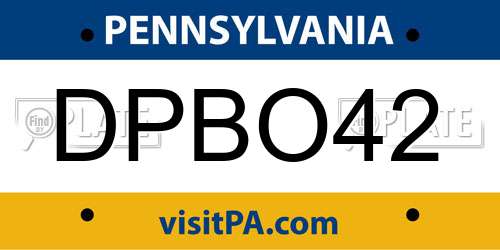 DPBO42 Pennsylvania License Plate