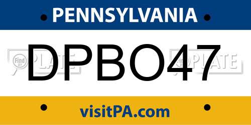 DPBO47 Pennsylvania License Plate