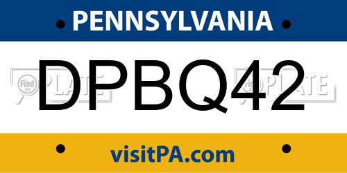 DPBQ42 Pennsylvania License Plate