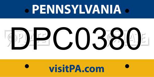 DPC0380 Pennsylvania License Plate