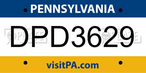 DPD3629 Pennsylvania License Plate