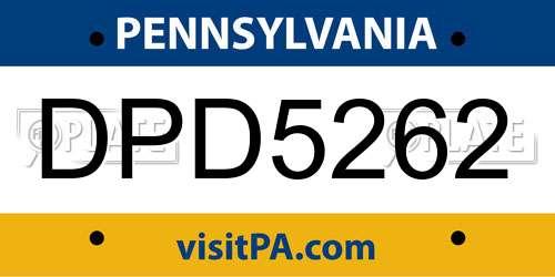 DPD5262 Pennsylvania License Plate