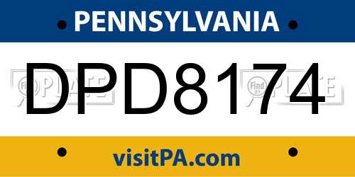 DPD8174 Pennsylvania License Plate