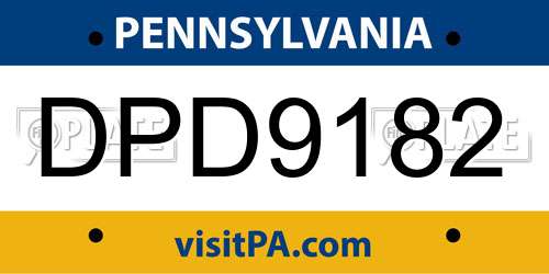 DPD9182 Pennsylvania License Plate
