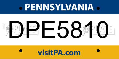 DPE5810 Pennsylvania License Plate