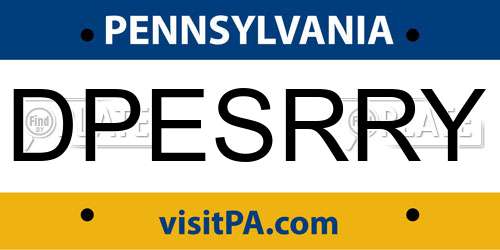 DPESRRY Pennsylvania License Plate