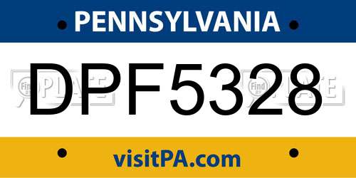 DPF5328 Pennsylvania License Plate