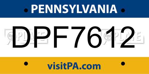 DPF7612 Pennsylvania License Plate