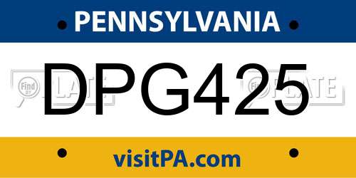 DPG425 Pennsylvania License Plate