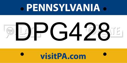 DPG428 Pennsylvania License Plate