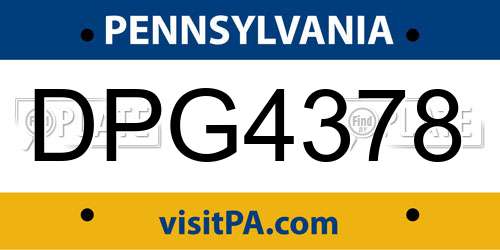 DPG4378 Pennsylvania License Plate