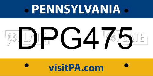 DPG475 Pennsylvania License Plate