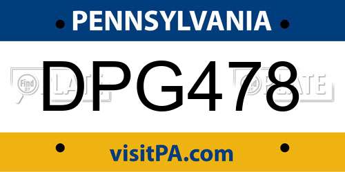 DPG478 Pennsylvania License Plate