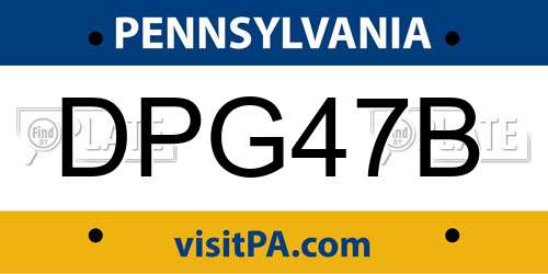 DPG47B Pennsylvania License Plate