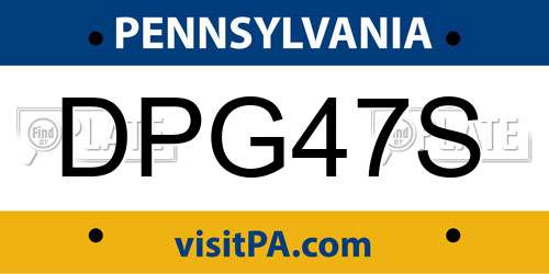 DPG47S Pennsylvania License Plate