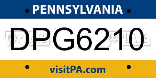DPG6210 Pennsylvania License Plate